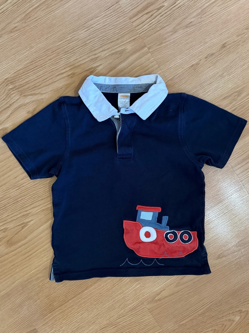 Gymboree Navy Polo Shirt with TugBoat Applique 4T